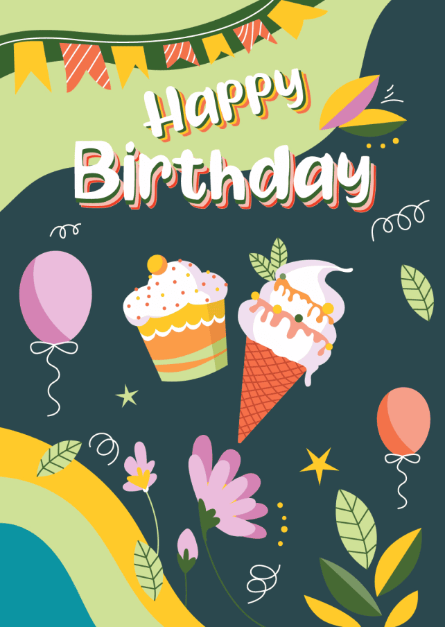 Balloons, Flowers & Birthday Cake
